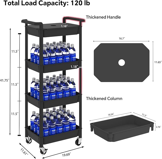 STEEHOOM 4 Tier Rolling Cart - Image 2