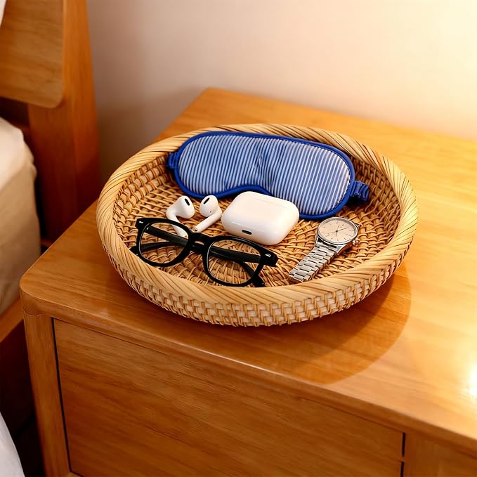 Handwoven Rattan Small Key Bowl - Image 3