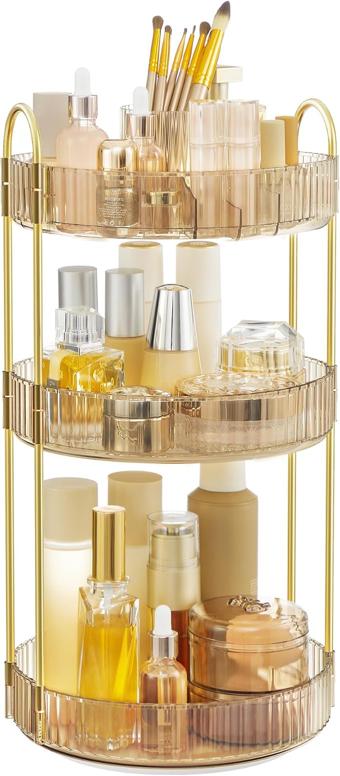 SONGMICS Makeup Organizer, 3-Tier Round Rotating Skincare Organizer Countertop by Unknown