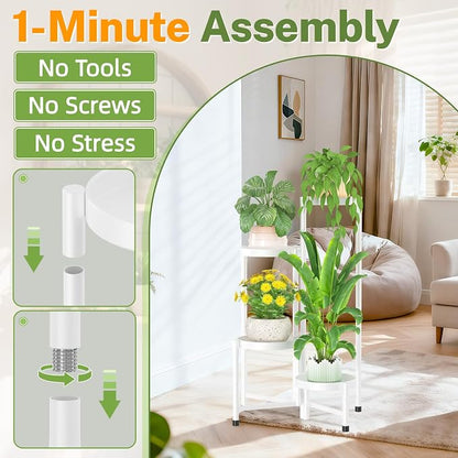 iDavosic.ly Plant Stand Indoor Outdoor, 4 Tier Corner Metal Flower Display - Image 2
