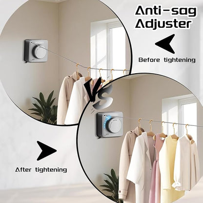 Retractable Clothesline Indoor, Non-Sagging Outdoor Clothes Line Retracting - Image 3