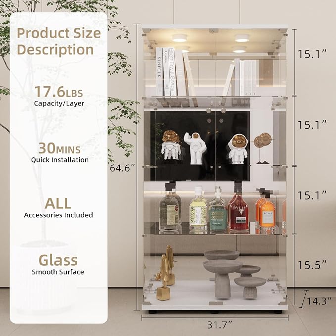 Beauty4U Glass Display Cabinet - Image 3