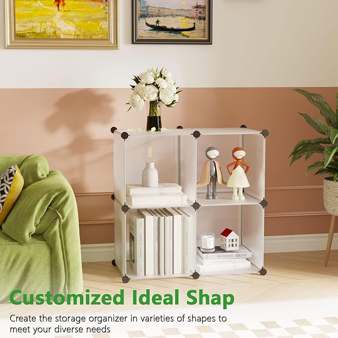 C&AHOME Plastic Cube Storage Organizer, 4-Cube Shelves Units, Portable Closet - Image 5