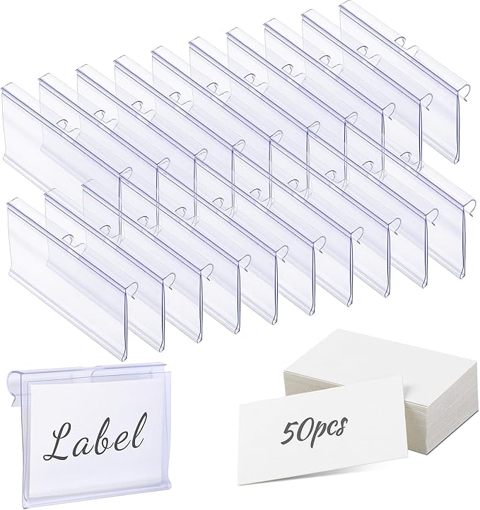 Meetory 50 PCS Clear Plastic Label Holders by Meetory