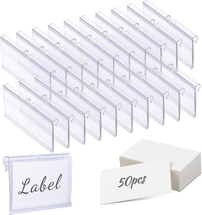 Meetory 50 PCS Clear Plastic Label Holders by Meetory