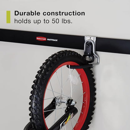 Rubbermaid Fasttrack Garage Organization System Vertical Bike Hook Black Holds - Image 3