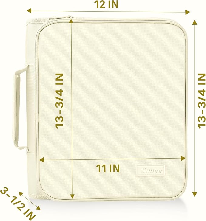 SUNEE Zippered Binder Bag with Handle, 2-Inch 3-Ring O-Ring, 500-Sheet Capacity - Image 6