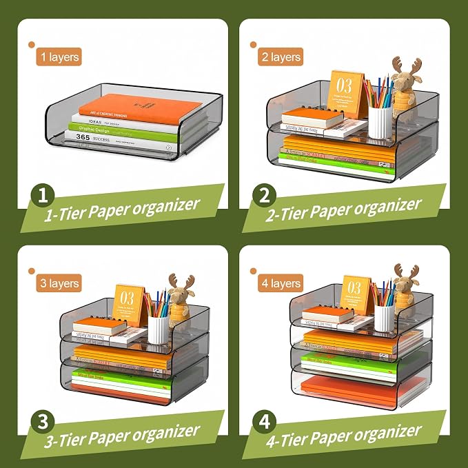 FANXIYQ 4-Tier Acrylic Paper Tray Organizer, Tool-Free Design - Image 4