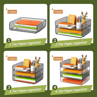FANXIYQ 4-Tier Acrylic Paper Tray Organizer, Tool-Free Design - Image 4