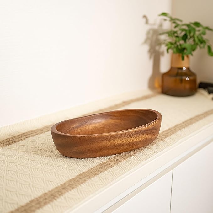 Wooden Bowl for Keys Walnut Wood Catchall Bowl for Entryway Table Rustic - Image 2