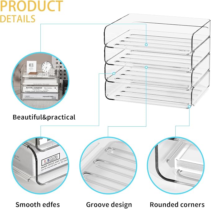 4-Tier Acrylic Paper Tray Organizer - Image 3