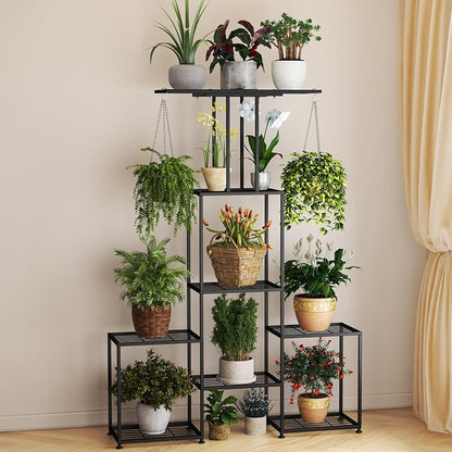 Plant Stand Indoor Outdoor, Metal 6 Tier Tall Hanging Plant Shelf - Image 2