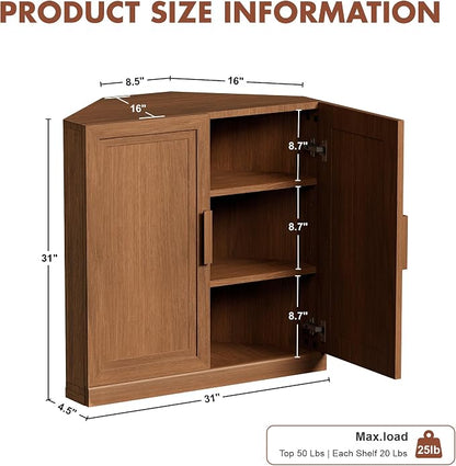 Casaphoria Farmhouse Corner Cabinet, Wooden Corner Storage Cabinet - Image 2