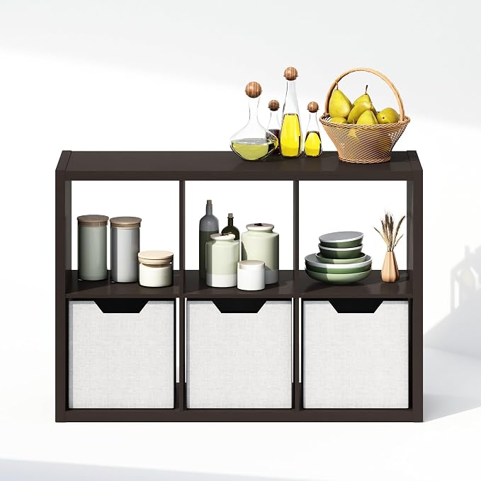 Furinno Cubic Extra Thick 6-Cube Closet Organizers and Storage, Dark Oak | 14.6 - Image 6