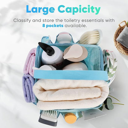 EUDELE Mesh Shower Caddy Portable, 8-Pocket Large Capacity, Quick Dry, Easy - Image 2