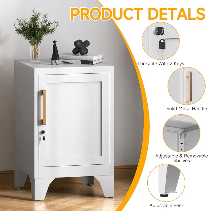 23.6" H Metal Locker Nightstand Set of 2, Small Locker Cabinet - Image 4