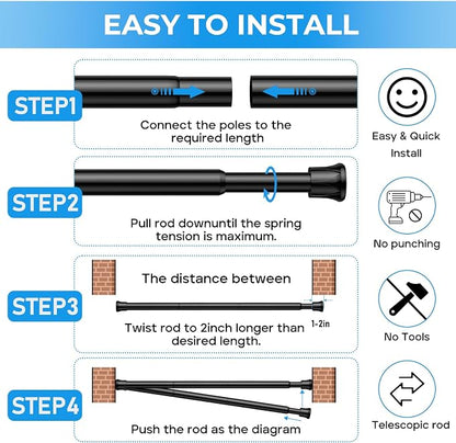 4 Pack Tension Rods for Windows 28 to 48 inch, Adjustable Curtain Rods No - Image 6