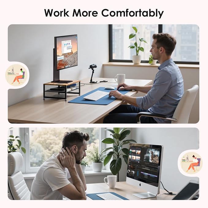 Desk Organizers and Accessories, 2-Tier Metal Computer Monitor Stand Riser - Image 3