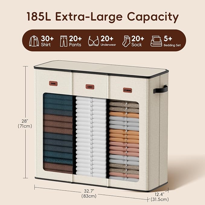 185L Laundry Hamper 3 Section, Laundry Hamper - Image 3