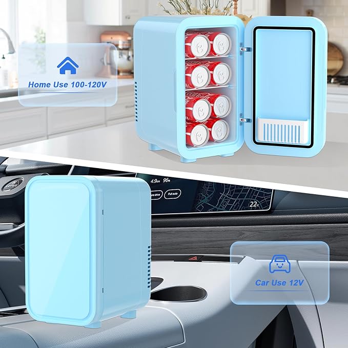 Mini Fridge, 6 Liter/8 Can 110V AC/DC Portable Thermoelectric Cooler - Image 5