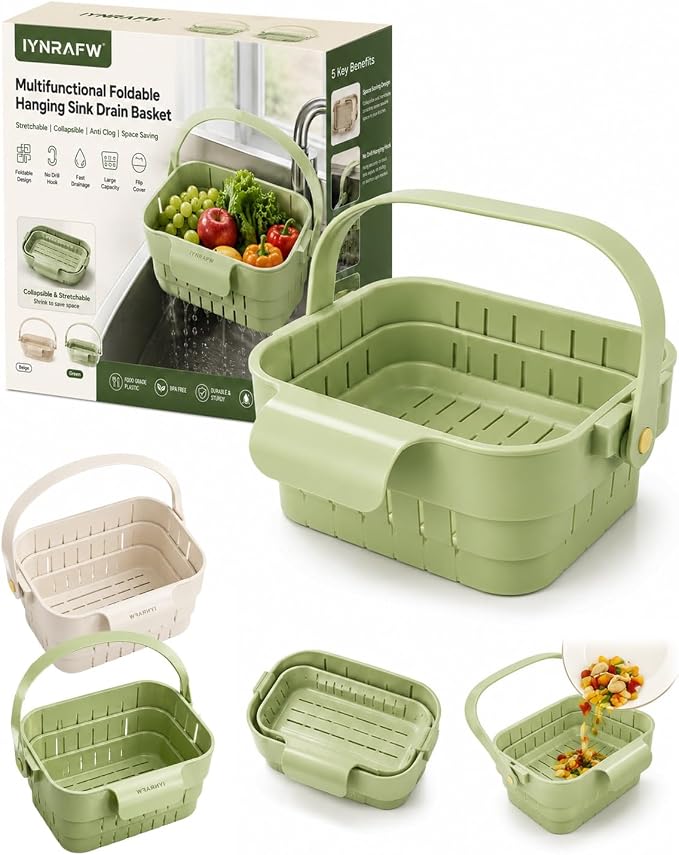 Multifunctional Foldable Hanging Sink Drain Basket Plastic Stretchable Kitchen by Unknown