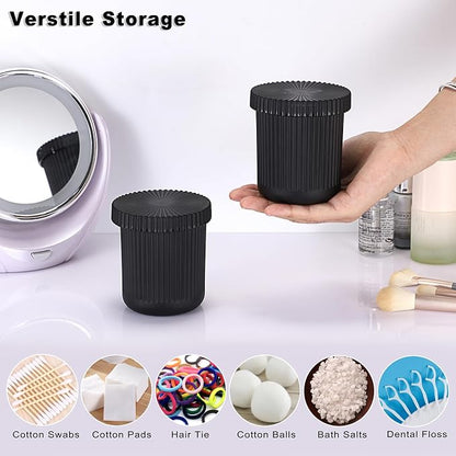 2 Pack Glass Qtip Holder with Lid, Qtip Dispenser Bathroom Storage Jars- Glass - Image 2