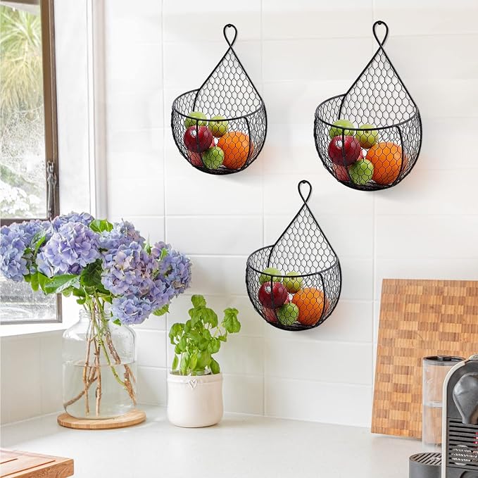ERYTLLY Metal Fruit And Vegetable Storage Hanging Basket Wall Mounted, Hanging - Image 6