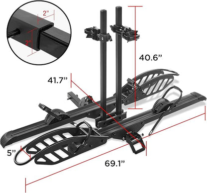 Hitch Mount 2 EBike Rack, 200 lbs Capacity Electric Bike Carrier Foldable - Image 8