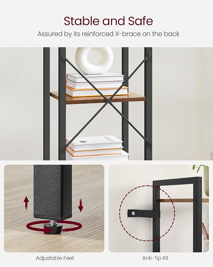 VASAGLE 5-Tier Bookshelf, Bookcase - Image 5