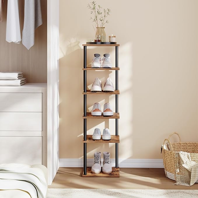 HOOBRO Vertical Shoe Rack, 6-Tier Narrow Shoe Shelf, Shoe Storage Organizer - Image 5