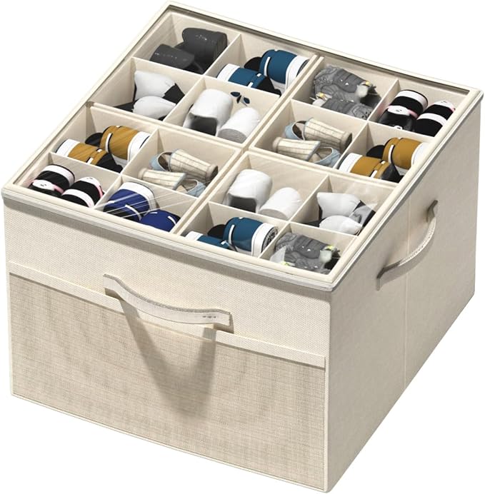 Aokeyee Shoe Organizer for Closet, Foldable Shoe Storage Organizer Box Bin by Aokeyee