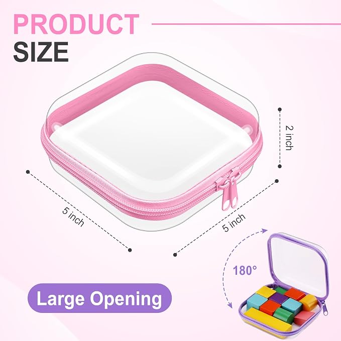 Hoolerry 4 Pcs Hard Clear Zipper Case Makeup Bags Plastic Pencil Pouch - Image 2