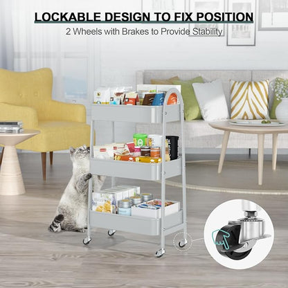 EAGMAK 3 Tier Utility Rolling Cart, Metal Storage Cart - Image 5