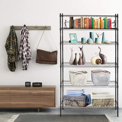 BestOffice | 6-Tier Wire Shelf | 42" x 16" x 72" | Black | Storage Shelves - Image 2