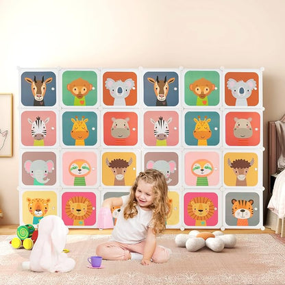 HONEY JOY Kids Wardrobe Closet, Baby Cartoon Clothes Storage Organizer - Image 2