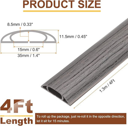 HARFINGTON 4ft Cord Cover Floor W0.6 x H0.33 Inner Channel PVC Hide Extension - Image 2