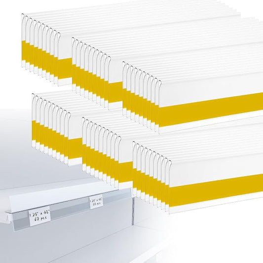 60 Pcs Shelf Label Strips, 1.25" H x 48" L Shelf Label Holders, Self Adhesive by Nalwort