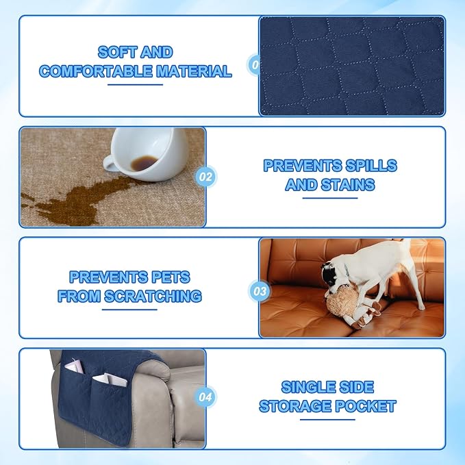 uxcell 3 PCS Armrest Covers, Couch Arm Cover Furniture Protect Slide Recliner - Image 3