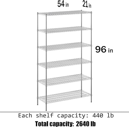 21" Deep x 54" Wide x 96" Height Wire Shelving Kit | 6-Tier | NSF Commercial - Image 3