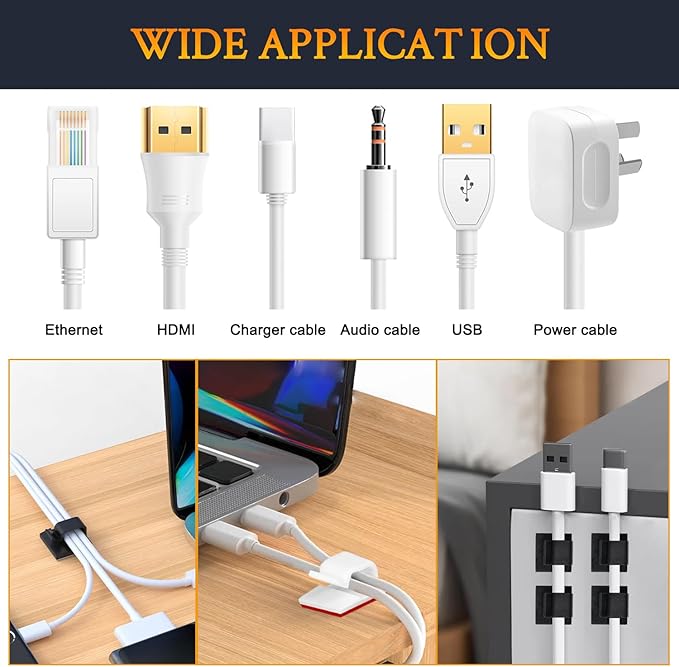 SOULWIT 50 Pcs Self Adhesive Cable Management Clips, Cable Organizers Sticky - Image 5