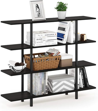 Furinno Turn-N-Tube 4-Tier Wide Display Shelf, Espresso/Black by Furinno-FitsYourSpaceFitsYourBudget