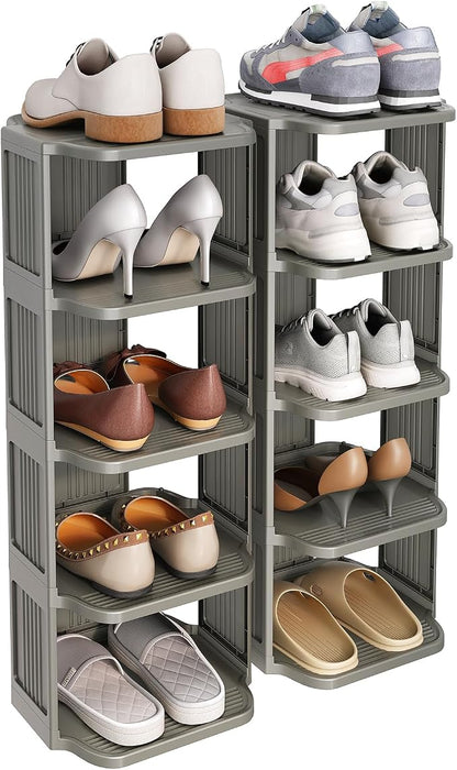 Kitstorack 10-Tier Vertical Plastic Shoe Rack, Freestanding Stackable Shoe by Kitstorack