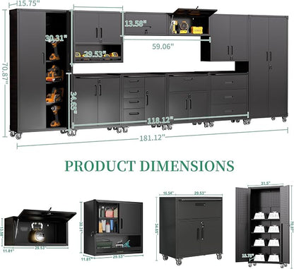 10-Piece Heavy Duty Steel Garage Cabinet System | All-in-One Modular Garage - Image 3