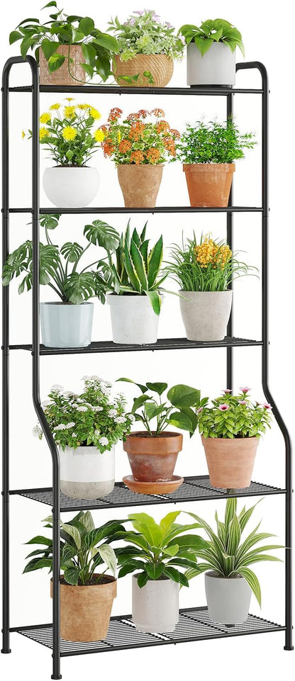 5-Tier Corner Plant Stand, Metal Black Flower Pot Rack, Indoor Outdoor Heavy by Unknown