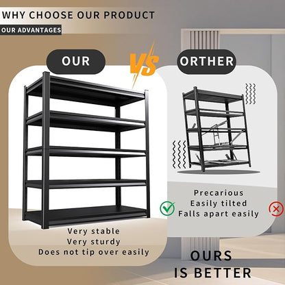 2 Pack Garage Shelving Heavy Duty Storage Shelves 3000LBS Adjustable Garage - Image 5