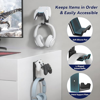 KDD Dual Controller & Headphone Holder Stand Wall Mount - Image 4