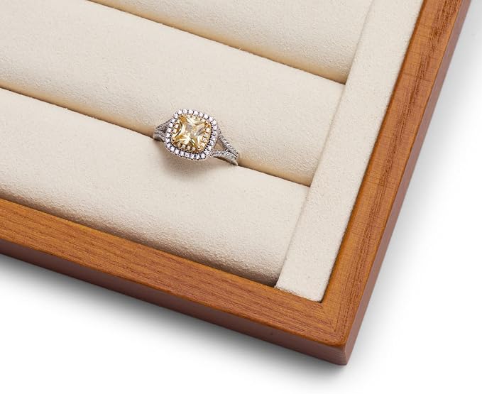 Oirlv 8 Line Wood Ring Storage Tray Jewelry Drawer Organizer Showcase Ring - Image 5