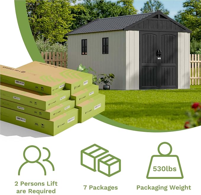 Patiowell 8 x 12 FT Plastic Outdoor Storage Shed - Image 7