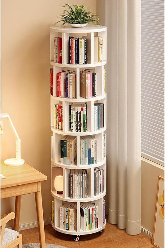 Rotating Bookshelf Tower 2/3/4/5/6 Tier Wood Rotating Bookshelf Wooden Book by Unknown