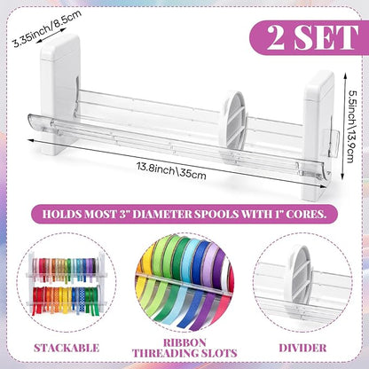 Kathfly 2 Set Plastic Ribbon Spool Holder Ribbon Rack - Image 2